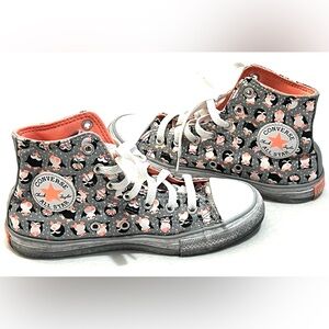 Converse Kids High-Top Sneakers Black, White, and Orange Penguin Tundra Print